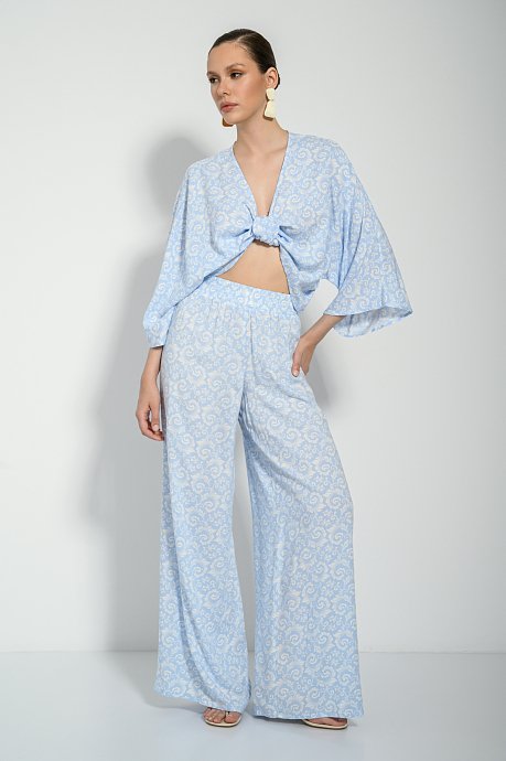 Wide leg παντελόνα με λαχούρια