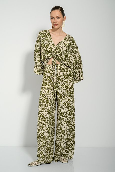 Φλοράλ wide leg παντελόνα