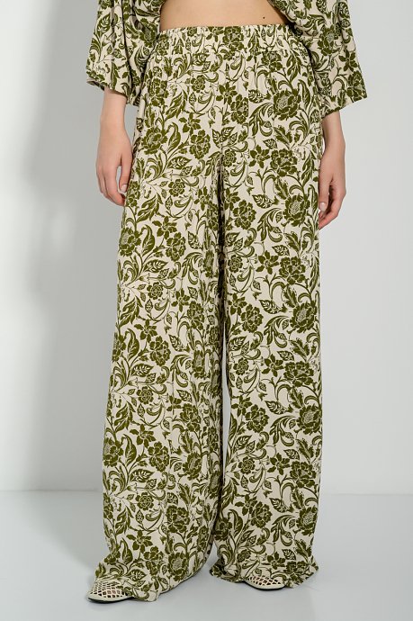 Φλοράλ wide leg παντελόνα