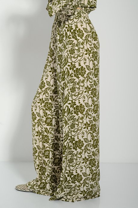 Φλοράλ wide leg παντελόνα