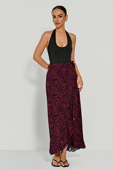 Midi κρουαζέ φούστα με boho print