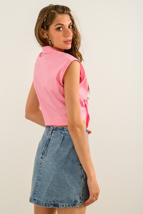 Mini denim skirt with cut out detail