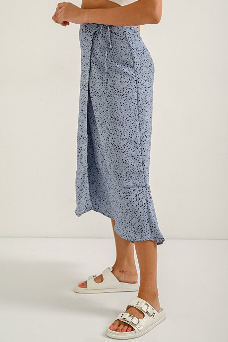 Midi ruffled skirt with print