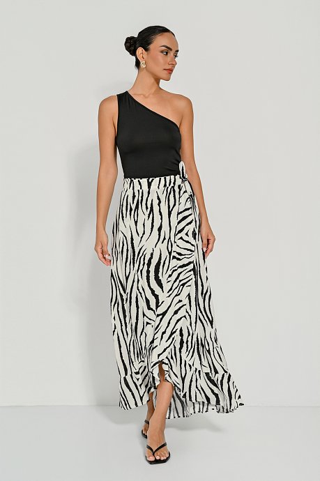 Midi κρουαζέ φούστα με zebra print
