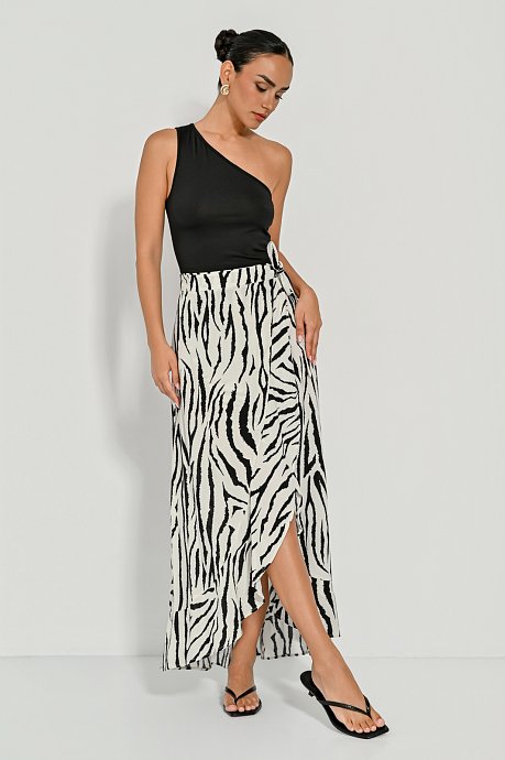 Midi κρουαζέ φούστα με zebra print