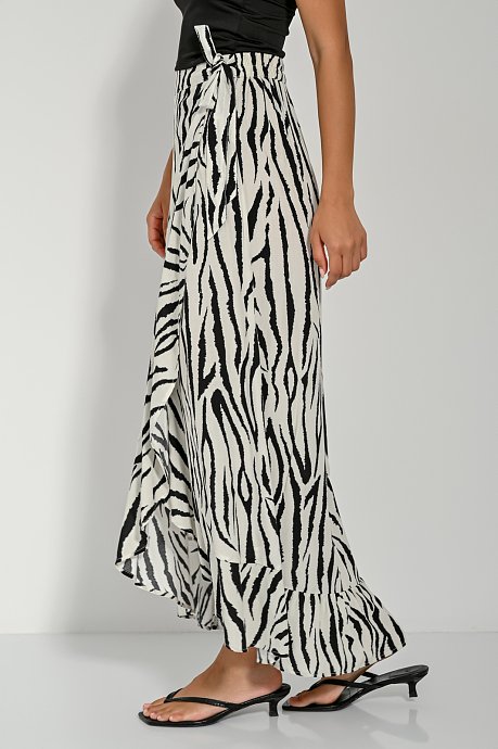 Midi κρουαζέ φούστα με zebra print