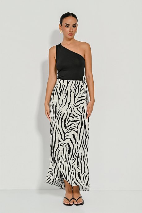 Midi κρουαζέ φούστα με zebra print