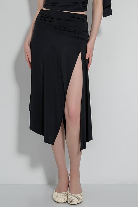Midi lycra skirt with front slit