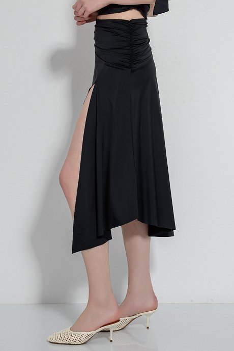 Midi lycra skirt with front slit