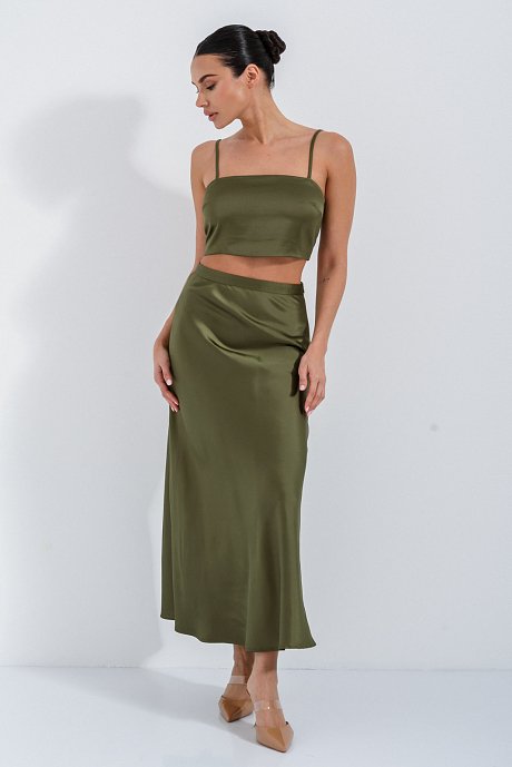 Maxi skirt with satin effect