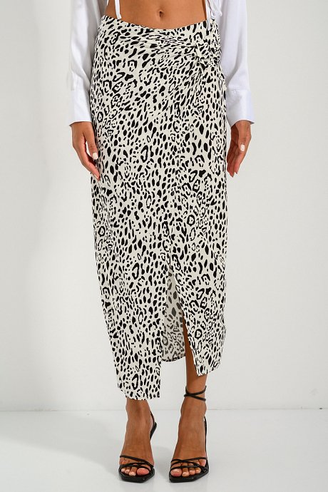 Midi φούστα με leopard print