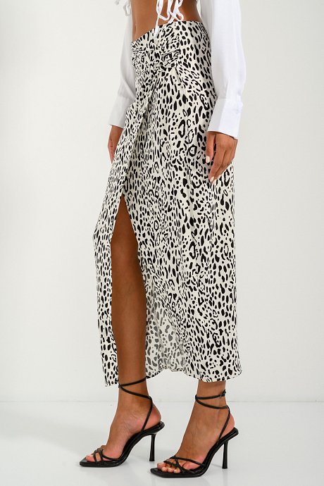 Midi φούστα με leopard print