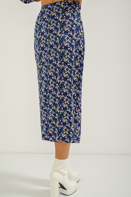Midi floral skirt with cut out detail