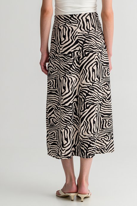 Midi zebra print skirt with front slit