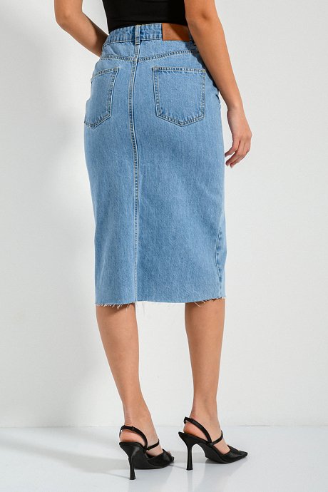 Midi denim skirt with cut out detail