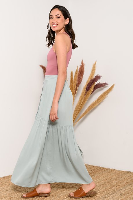 Maxi skirt with front cut