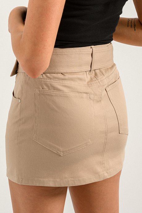 Mini denim skirt with matching belt