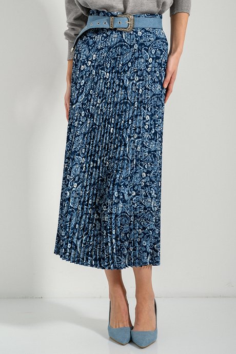 Midi pleated paisley skirt