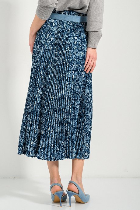 Midi pleated paisley skirt