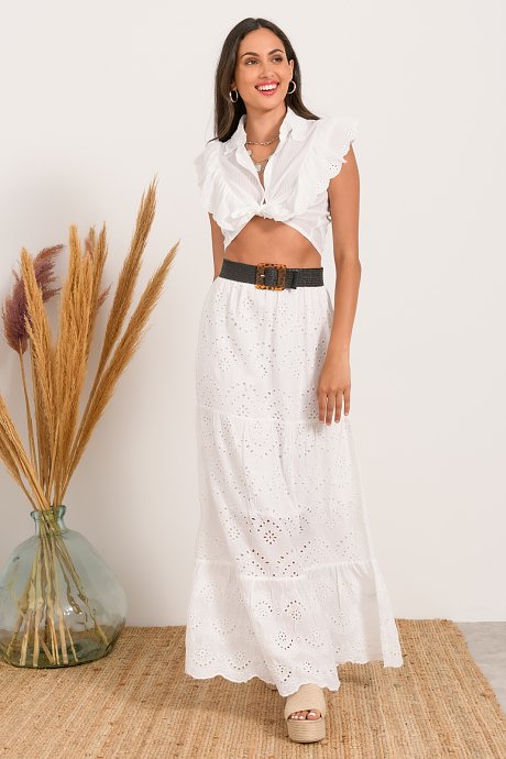 Maxi skirt with perforated details