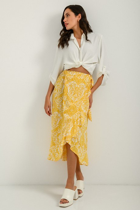 Midi paisley skirt with cut out detail