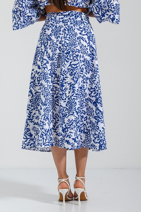 Midi floral broderie skirt with matching belt