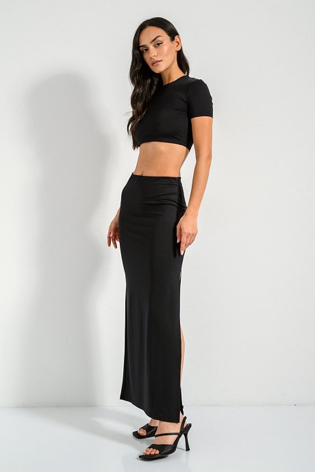 Maxi lycra skirt with cut out detail