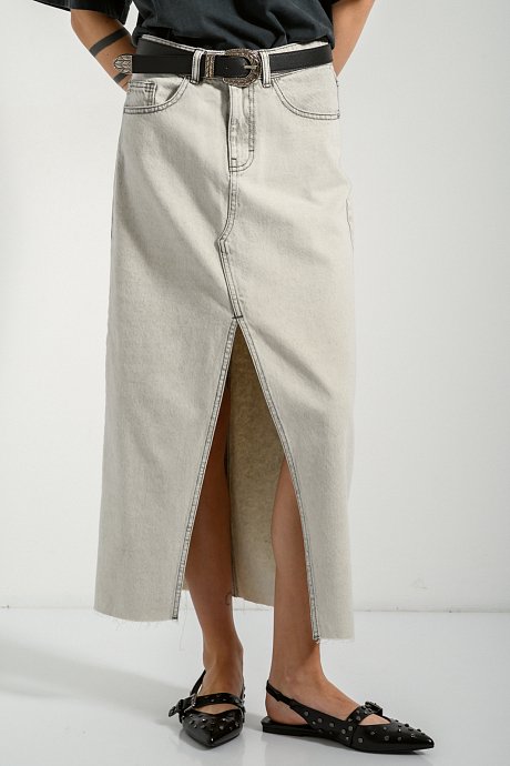 Maxi denim skirt with cut out detail
