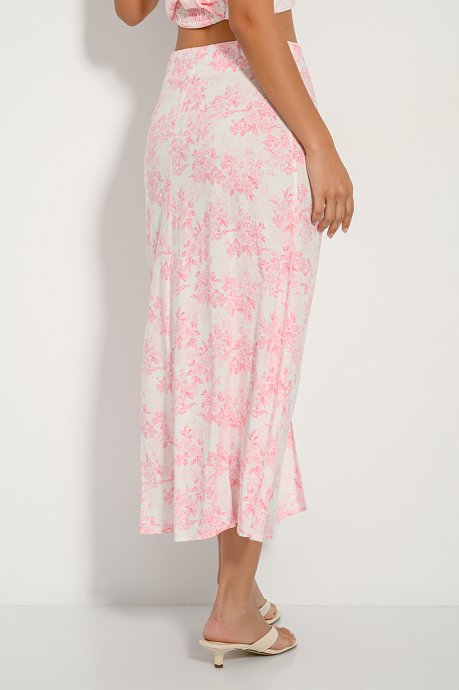 Midi floral skirt with front slit detail