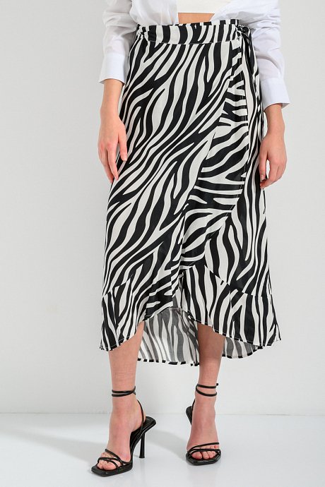 Midi κρουαζέ φούστα με zebra print