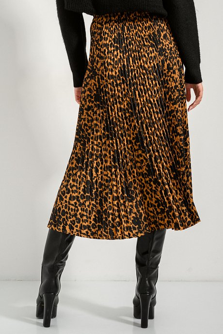 Midi πλισέ φούστα με leopard print