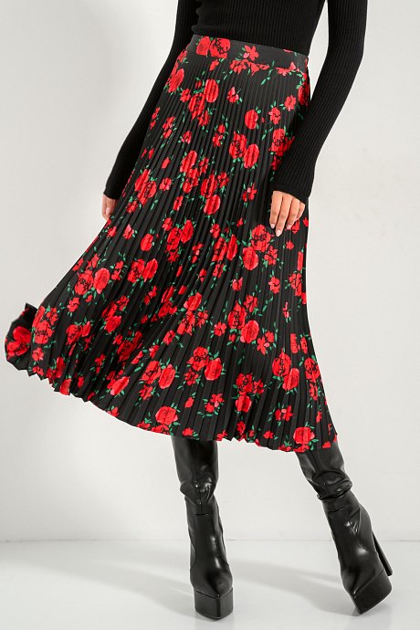 Midi pleated floral skirt
