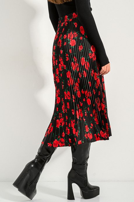 Midi pleated floral skirt