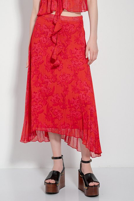 Midi pleated skirt with print