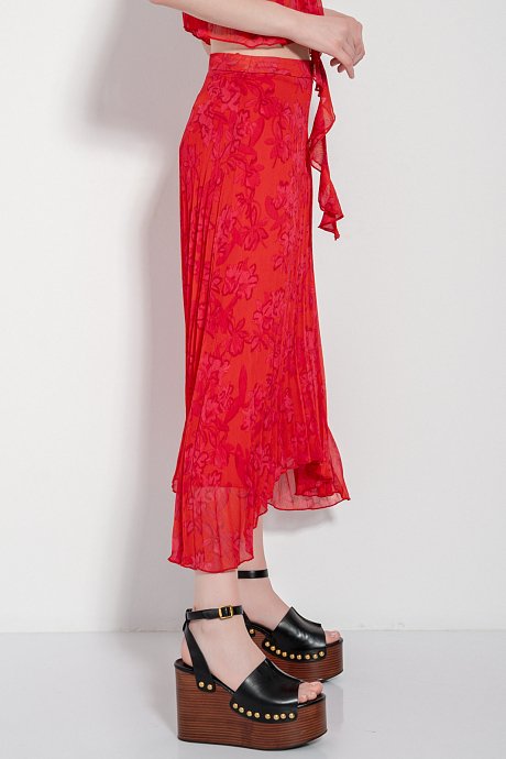 Midi pleated skirt with print