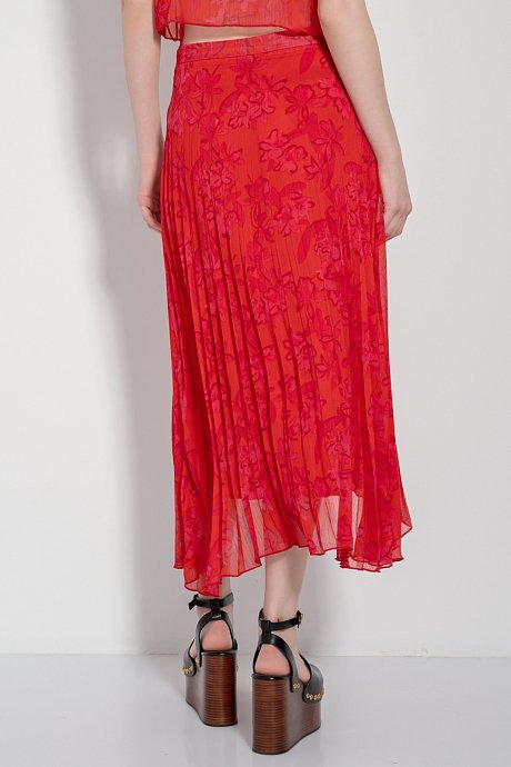 Midi pleated skirt with print