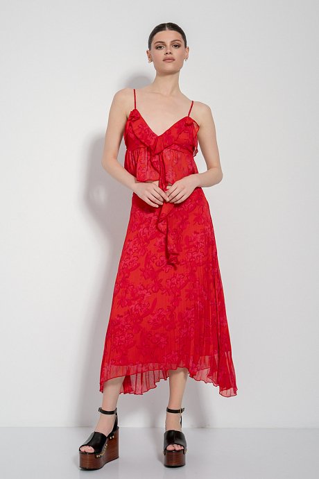 Midi pleated skirt with print