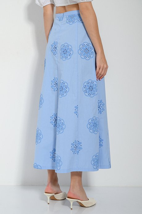 Midi broderie φούστα με διάτρητα σχέδια
