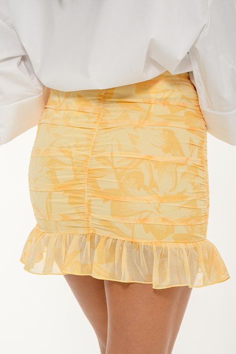 Mini floral skirt with shirring details