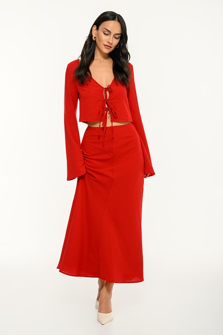 Midi rustic A-line skirt