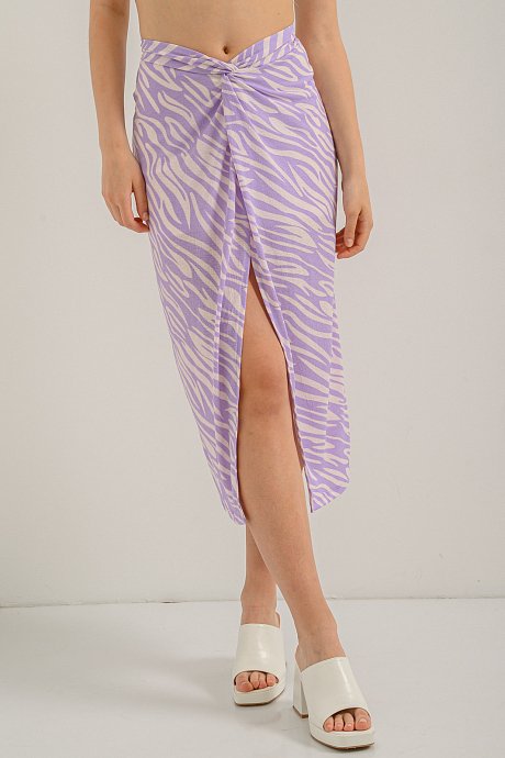 Midi φούστα με άνοιγμα και zebra print