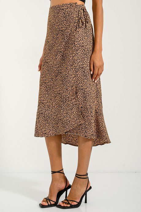 Midi printed skirt with cut out detail