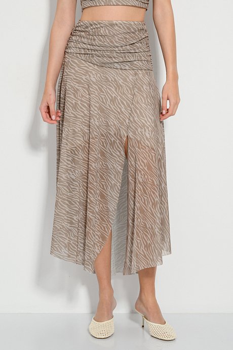 Midi cloche tulle skirt with zebra print
