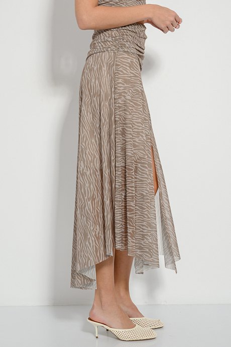 Midi cloche tulle skirt with zebra print