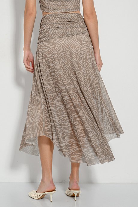 Midi cloche tulle skirt with zebra print