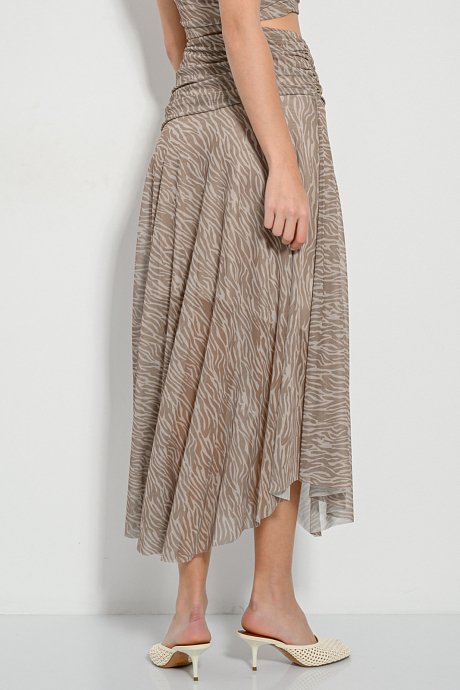 Midi cloche tulle skirt with zebra print