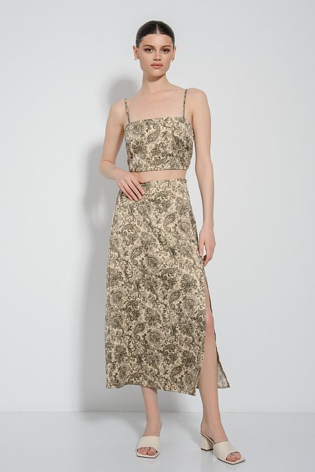 Midi paisley skirt with satin effect