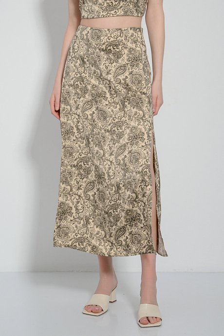 Midi paisley skirt with satin effect