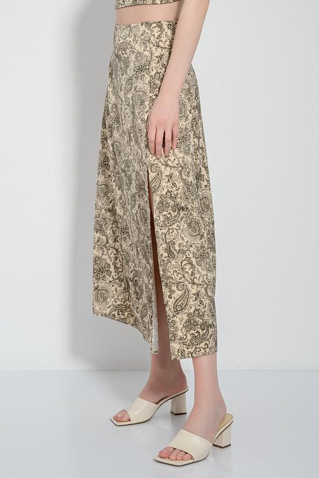 Midi paisley skirt with satin effect