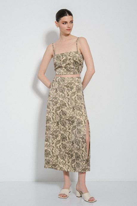Midi paisley skirt with satin effect